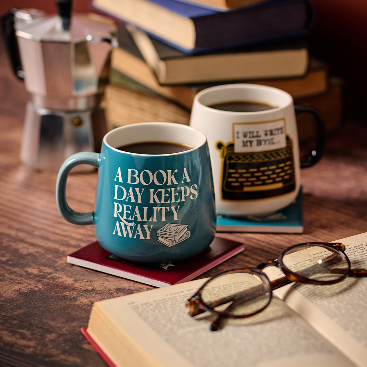 Mug Oval (370ml) - A Book A Day Keeps Reality Away