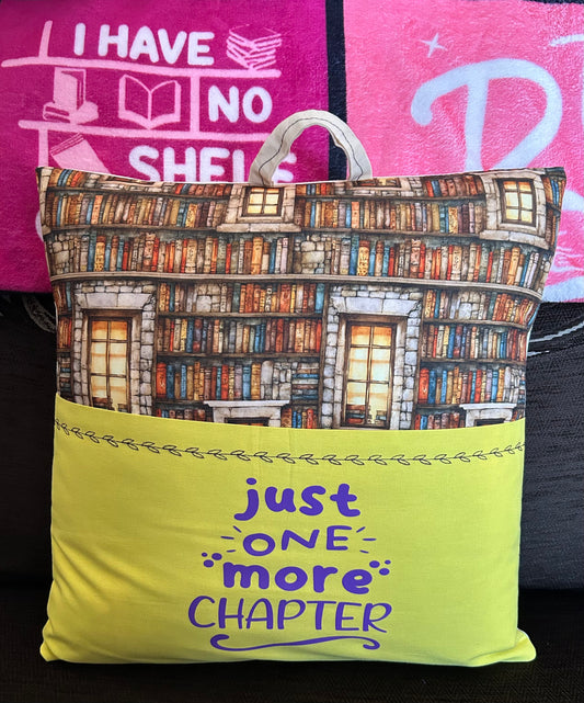 Handmade Reading Pillow -  Books and windows