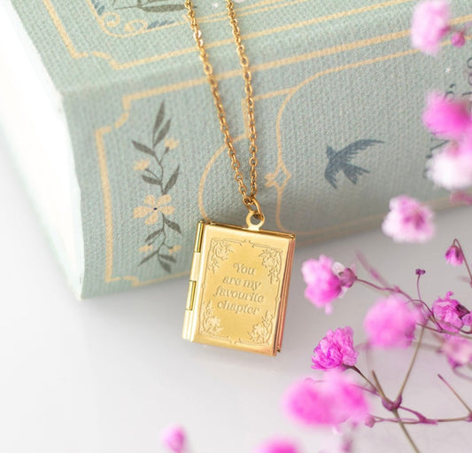 Book Shaped Locket Necklace in Gift Box